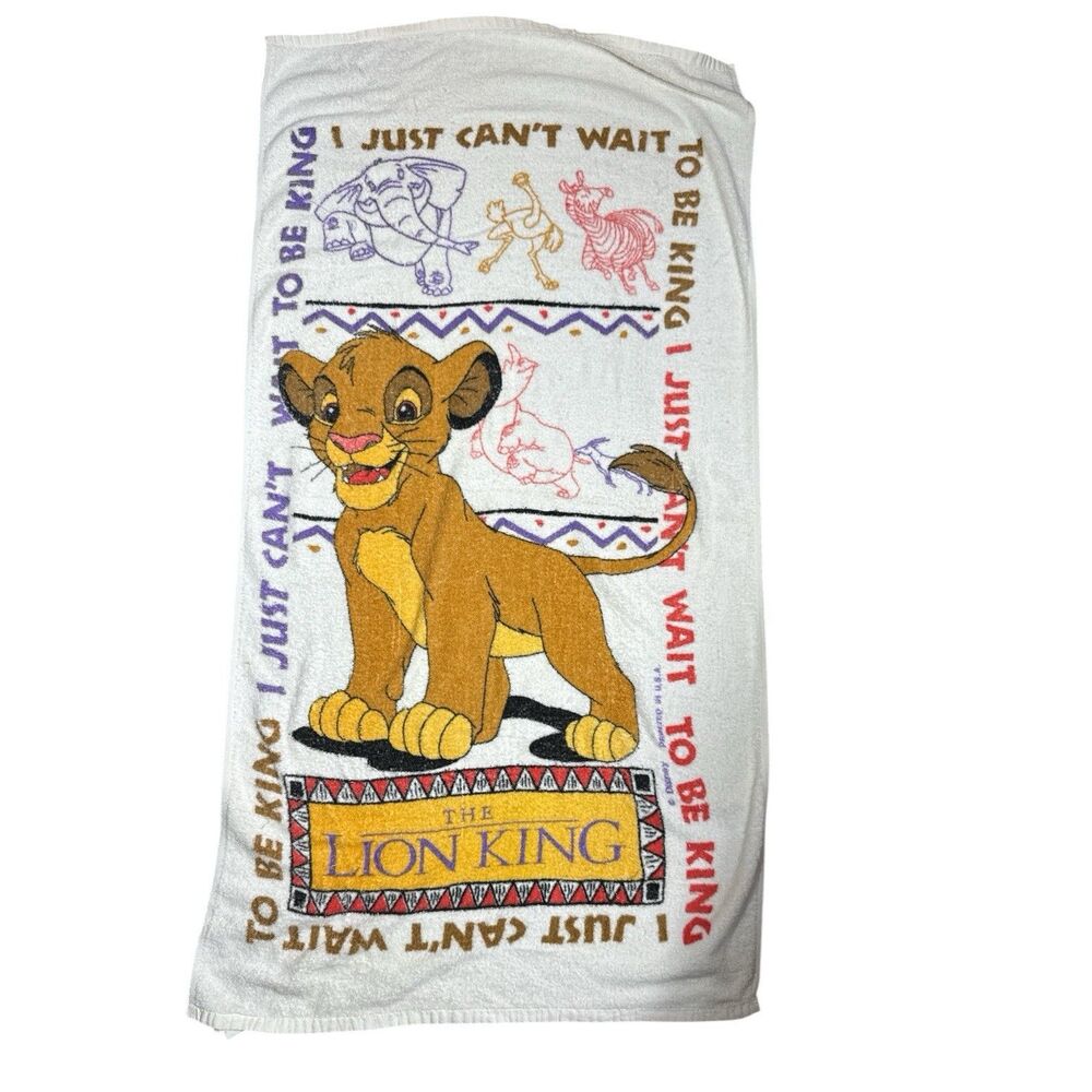 Vintage 90’s Disney Lion King Beach Bath Towel Simba Just Can't Wait